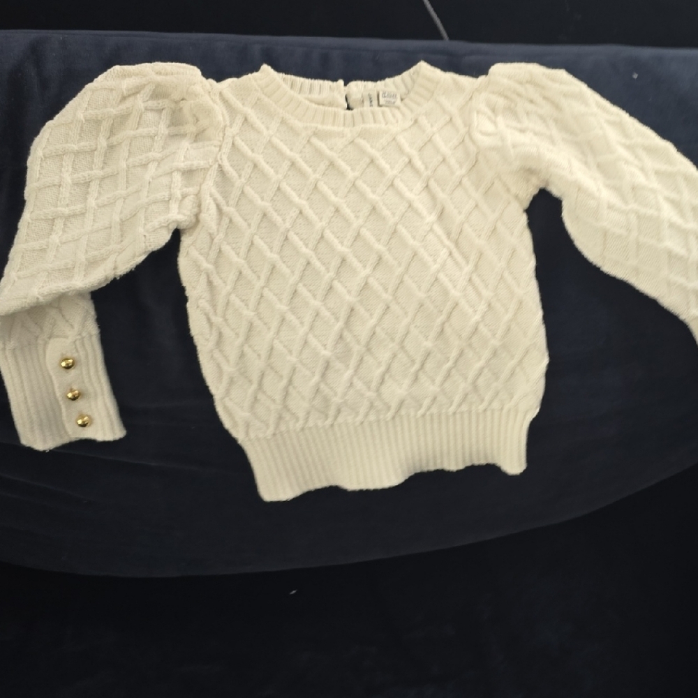 Janie and Jack Textured Cream Sweater with Gold Accents